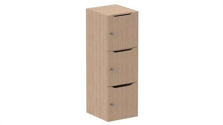 CASIERS - 3 cases - Meuble à cases H.137xL.45xP.50cm - 3 cases H43cm. portes avec découpe en partie haute. serrure à clé