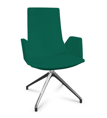 DIRECTION - Visiteurs - KI fauteuil de conférence haut dossier. piétement 4 branches en aluminium poli