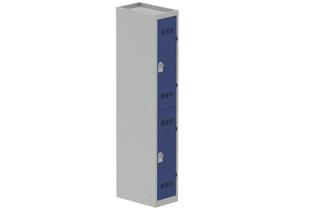 Vestiaire multicases, 1 colonne L.30 cm/2 cases, coffre gris clair/portes bleu foncé