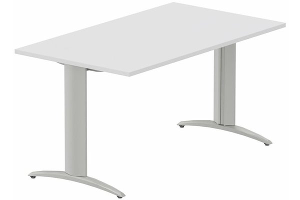 TABLES DE FORMATION - Composables piétement "i" - Module composable pied i, L.140xP.70cm, départ, plateau blanc, structure aluminium, plateau blanc, structure aluminium