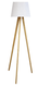 Lampadaire Cocoon avec abat-jour blanc et pieds bois