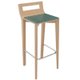 Tabouret MATHILDE ass. tissu enduit dossier et pièt. bois repose-pieds chromé - H80 cm