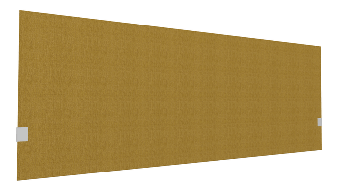 PANNEAUX ECRANS POUR BUREAU DROIT SOLO - Pour bureaux largeur 180 cm - SECRET Panneau-écran acoustique H74cm pour poste solo L.180cm. 2 faces tissu BERTA coloris jaune. pinces de fixation réglables en hauteur coloris aluminium