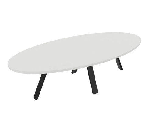 [Pas de famille] - [Pas de sous famille] - X3 Table de réunion ovale L210xP120cm. Plateau Blanc et piètement noir