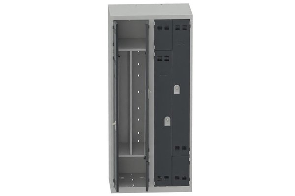 VESTIAIRES GAIN DE PLACE - 2 Colonnes - Vestiaire gain de place 2 colonnes (fermeture cadenas) coffre gris clair/portes anthracite
