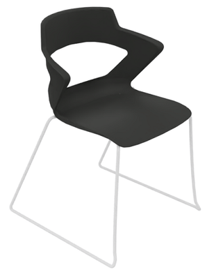 FAUTEUILS/POUFS - Piétement Luge - SWEETY Chaise pied luge H46cm. coque polypropylène coloris NOIR piétement Blanc