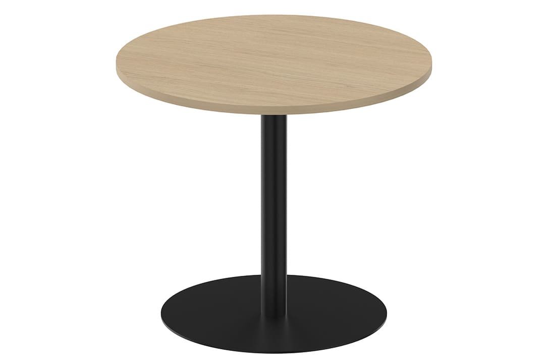 Table ronde diamètre 90cm sur pied colonne noir / chêne