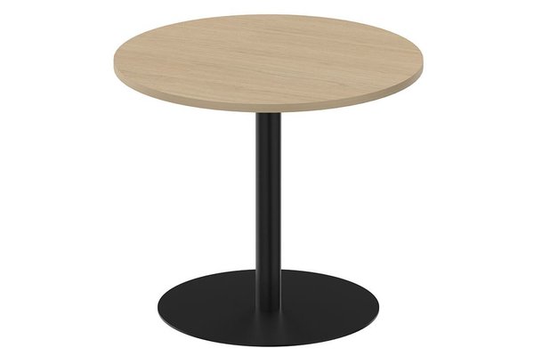 TABLES DE REUNION - Ronde - Table ronde diamètre 90cm sur pied colonne noir / chêne