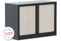 Armoire à rideaux H69,5xL100cm 1 tablette coffre anthracite/rideaux Acacia