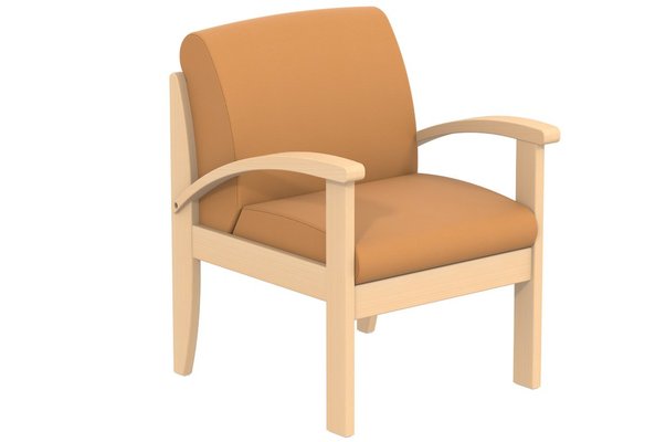 SCOLAIRE - Accueillir - Fauteuil BERMUDES ass. et dossier tissu enduit pièt. et accoudoir bois