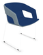 Melody - Fauteuil pietement Luge Blanc (BL). Tissu Int Step Bleu STB (L05) - Tissu Ext Step Bleu STN (L06)
