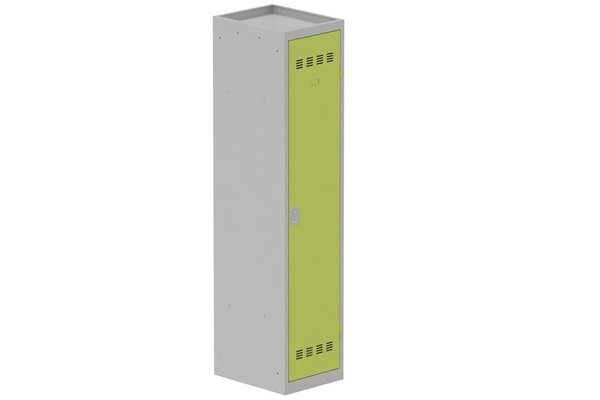 [Pas de famille] - [Pas de sous famille] - Vestiaire industrie salissante 1 porte (serrure 2 clés) H180xL40xP50cm coffre gris clair/ porte(s) anis