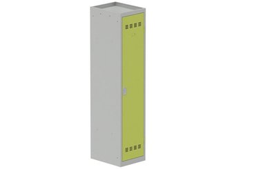 [Pas de famille] - [Pas de sous famille] - Vestiaire industrie salissante 1 porte (serrure 2 clés) H180xL40xP50cm coffre gris clair/ porte(s) anis