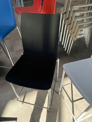 DESTOCKAGE - Chaise - Tabouret hauteur 65 cm, structure 4 pieds chromée assise en tissu noir
