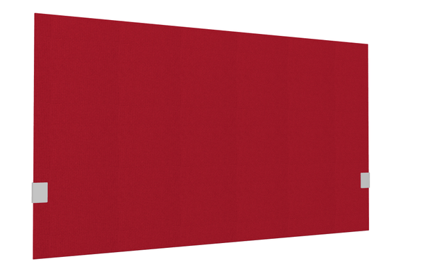 PANNEAUX ECRANS POUR BUREAU DROIT SOLO - Pour bureaux largeur 120 cm - SECRET Panneau-écran acoustique H74cm pour poste solo L.120cm. 2 faces tissu STEP coloris rouge. pinces de fixation réglables en hauteur coloris aluminium