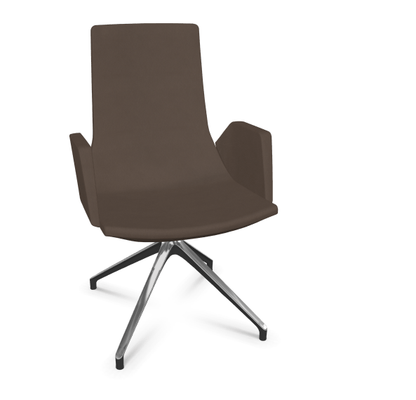 DIRECTION - Visiteurs - KI fauteuil de conférence haut dossier. piétement 4 branches en aluminium poli