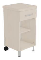 SCOLAIRE - Se Reposer - Chevet DANAÉ SIGNATURE 2 roues 1 tiroir méla. pièt. époxy - L44xP46xH82 cm - Gris RAL 9006
