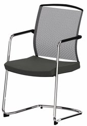 VISITEURS ET FONCTIONNELS - Luge - DANDY VISITEUR fauteuil luge, dos résille noir, CUIR PLEINE FLEUR coloris marron foncé, structure chrome