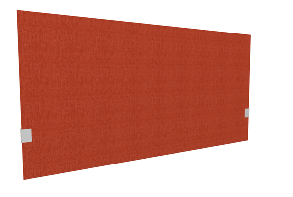 PANNEAUX ECRANS POUR BUREAU DROIT SOLO - Pour bureaux largeur 140 cm - SECRET Panneau-écran acoustique H74cm pour poste solo L.140cm. 2 faces tissu BERTA coloris rouge. pinces de fixation réglables en hauteur coloris aluminium