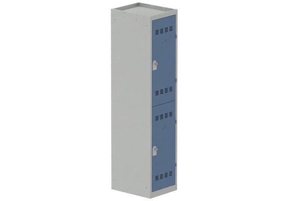[Pas de famille] - [Pas de sous famille] - Vestiaire multicases 1 colonne L,40cm 2 cases (fermeture cadenas) H,180xL,40xP,50cm coffre gris clair/portes bleu
