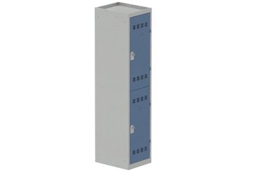 [Pas de famille] - [Pas de sous famille] - Vestiaire multicases 1 colonne L,40cm 2 cases (fermeture cadenas) H,180xL,40xP,50cm coffre gris clair/portes bleu