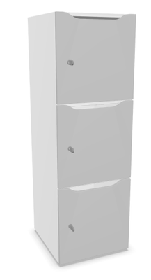 CASIERS - 3 cases - Meuble à cases H.137xL.45xP.50cm - 3 cases H43cm. portes avec découpe en partie haute. serrure à clé