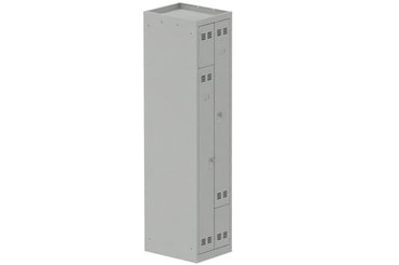 [Pas de famille] - [Pas de sous famille] - Vestiaire gain de place 1 colonne (fermeture cadenas) H,180xL,40xP,50cm coffre gris clair/portes gris clair
