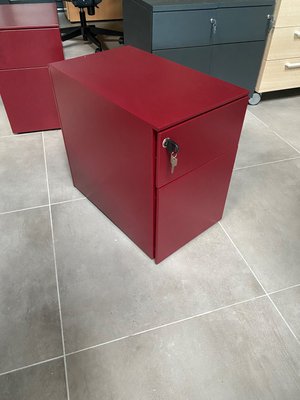 DESTOCKAGE - Rangements - Caisson mobile métallique largeur 32 cm, prof 53 cm 2 tiroirs bordeau