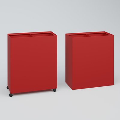 ACCESSOIRES - ACCESSOIRES  - Poubelle 2 Modules HT 75 cm Larg. 60 cm Prof. 30 cm avec roulettes . Coffre Rouge