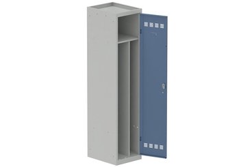 [Pas de famille] - [Pas de sous famille] - Vestiaire industrie salissante 1 porte (fermeture cadenas) H180xL40xP50cm coffre gris clair/ porte(s) bleu