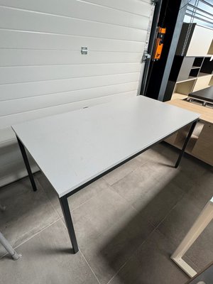 DESTOCKAGE - Bureau - Table 160 x 80 cm plateau gris structure 4 pieds anthracite