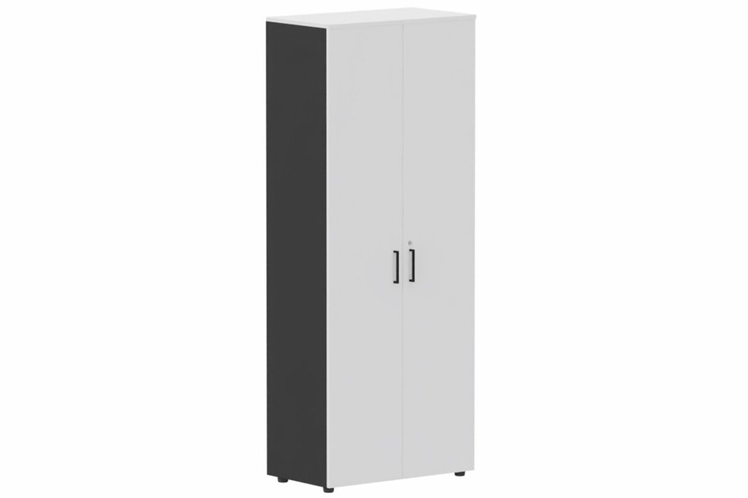 Armoire haute 2 portes H195xL80cm coffre noir /blanc - poignées noires - sur délai