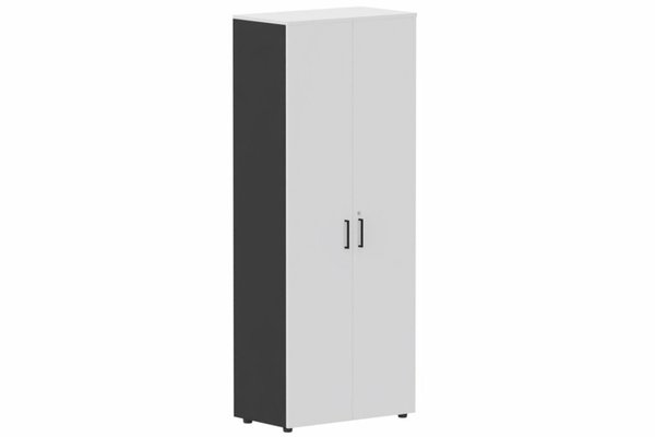 ARMOIRES PORTES BATTANTES - Mélaminés - Armoire mélamine H196xL100cm portes bois BLANC ET CORPS Noir