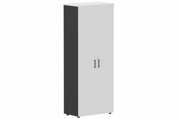 ARMOIRES PORTES BATTANTES - Mélaminés - Armoire mélamine H196xL100cm portes bois BLANC ET CORPS Noir