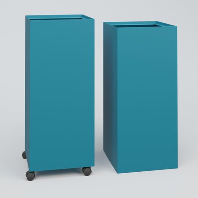 ACCESSOIRES - ACCESSOIRES  - Poubelle 1 Module HT 75 cm Larg. 30 cm Prof. 60 cm avec roulettes . Coffre Turquoise