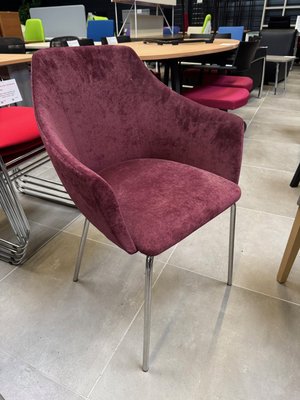 DESTOCKAGE - Sièges & Fauteuils - Chaise visiteur structure 4 pieds chromée, assise velours prune