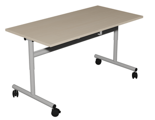 SCOLAIRE - Se Reunir - Table rabattable ÉCLIPSE plat. ép.24 mm strat. chant bois pièt. époxy - 180x70 cm - T3 à T6