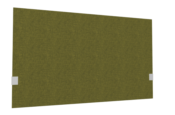 PANNEAUX ECRANS POUR BUREAU DROIT SOLO - Pour bureaux largeur 120 cm - SECRET Panneau-écran acoustique H74cm pour poste solo L.120cm. 2 faces tissu STEP coloris vert chiné. pinces de fixation réglables en hauteur coloris aluminium