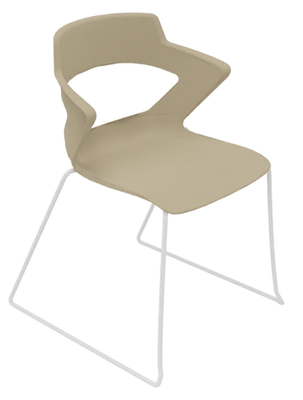 FAUTEUILS/POUFS - Piétement Luge - SWEETY Chaise pied luge H46cm. coque polypropylène coloris  TAUPE piétement Blanc