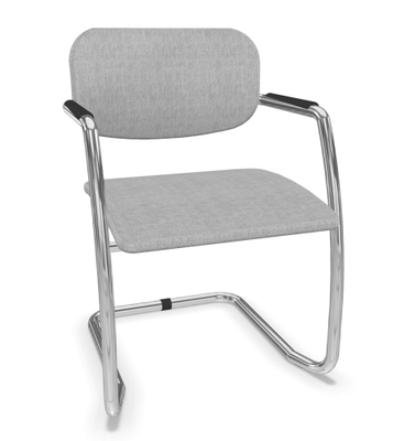 VISITEURS ET FONCTIONNELS - Luge - DIVA fauteuil dos tissu. piétement luge chromé. assise et dossier tissu BERTA coloris gris clair