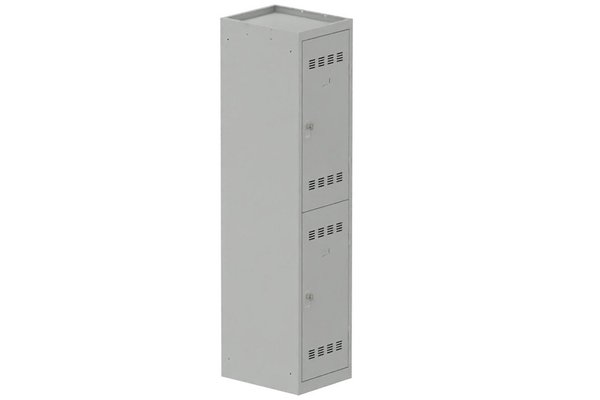[Pas de famille] - [Pas de sous famille] - Vestiaire multicases 1 colonne L,40cm 2 cases (fermeture cadenas) H,180xL,40xP,50cm coffre gris clair/portes gris clair