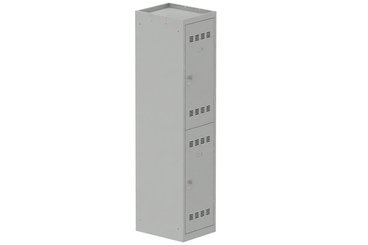 [Pas de famille] - [Pas de sous famille] - Vestiaire multicases 1 colonne L,40cm 2 cases (fermeture cadenas) H,180xL,40xP,50cm coffre gris clair/portes gris clair