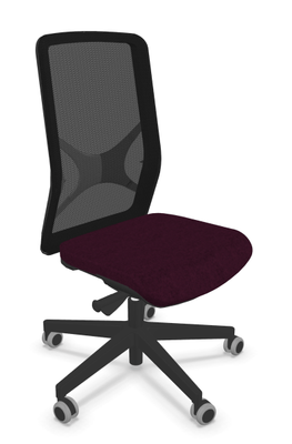 CHAISES ET TABOURETS - Table standard - EOLE-Chaise dos résille cadre noir synchrone-soutien lombaire réglable-piétement polyamide noir ASSISE TISSU BORDEAU CHINE