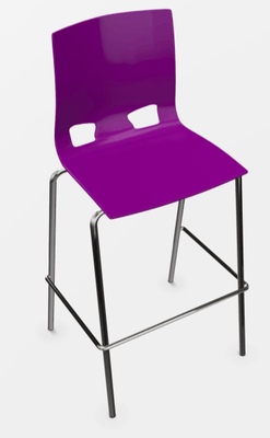 POLYPROPYLENE - TABOURETS  - GLOSSY tabouret haut polypropylène coloris coloris fuschia brillant, structure chromée