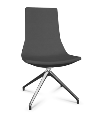 DIRECTION - Visiteurs - KI chaise de conférence haut dossier. piétement 4 branches en aluminium poli. revêtement vinyle RNN coloris noir