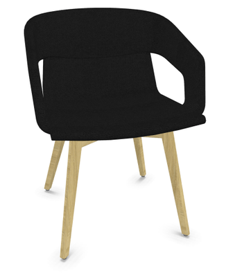 FAUTEUILS/POUFS - 4 pieds bois - MELODY fauteuil 4 pieds bois. face intérieure tissu STEP coloris noir face extérieure tissu STEP coloris noir piétement frêne brun