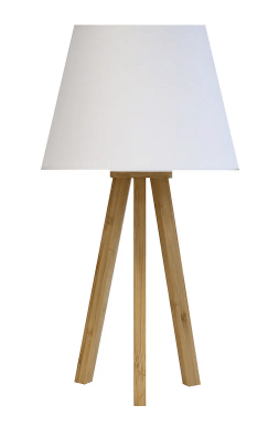 LUMINAIRES - Lampes - Lampe Mini Cocoon structure 3 pieds en bois et abat jour en tissu doux blanc coloris blanc et bois