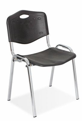 VISITEURS ET FONCTIONNELS - 4 Pieds - JOKER POLYPRO chaise 4 pieds, polypropylène coloris noir, structure 4 pieds acier chromé SANS LES CROCHETS