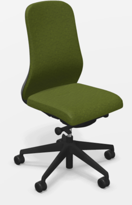 OPERATIVE - Dossier similicuir - MISTRAL tissu-Chaise structure noire synchrone- soutien lombaire - piétement polyamide noir, tissu STEP MELANGE Vert SMV-68119