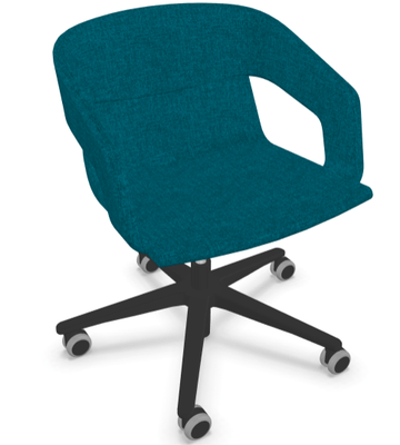 VISITEURS ET FONCTIONNELS - Sur roulettes - Melody - Fauteuil Pietement roulettes Alu poli noir (A). Tissu Int Step (L02) - Tissu Ext Step (L02)